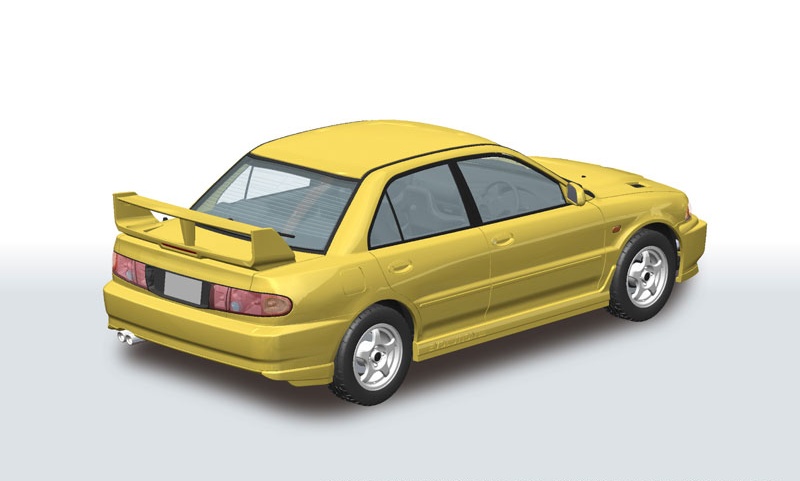 Aoshima Rakupla Snap Car CE9A Lancer GSR Evolution III 1995 Dandelion Yellow